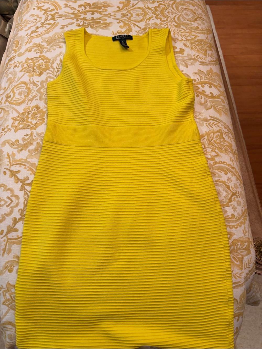 Lauren Ralph Lauren Bright Yellow Sleeveless Sheath Dress - Picture 2 of 6